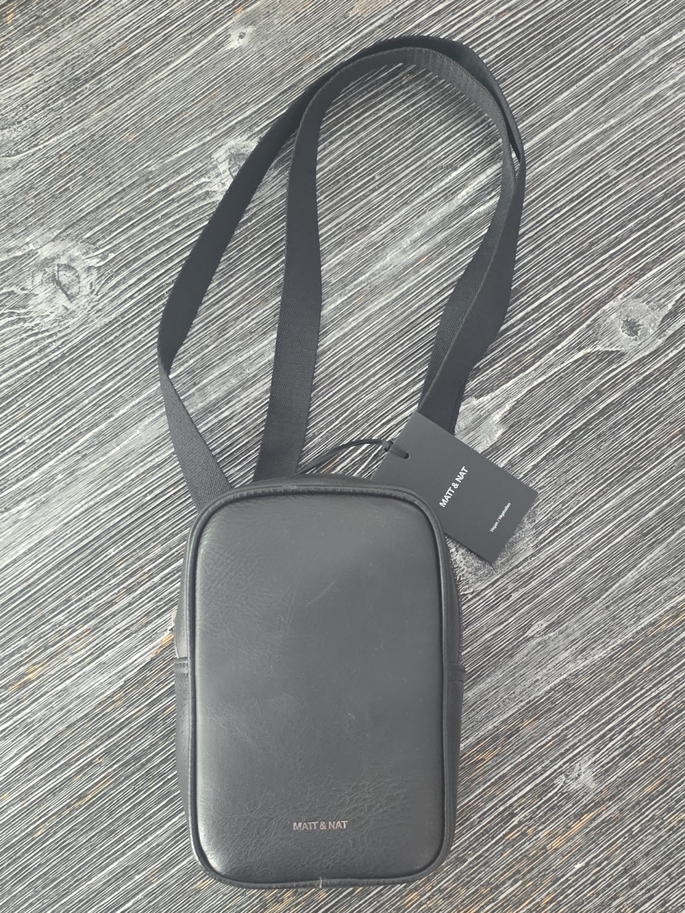 Matt & Nat Black Vegan Leather Crossbody Belt Bag